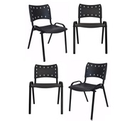 Kit 4 Cadeiras Empilháveis ISO Preto Base Aço - Conforto e Estilo para Comércio e Indústria - imagem 1