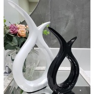 Kit 2 Dupla de Vasos Decorativos em Cerâmica para Sala - Estilo Moderno Branco e Preto - imagem 2