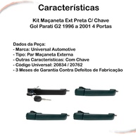 Maçanetas Gol G2/Parati: Kit 4 Peças Preto - imagem 2
