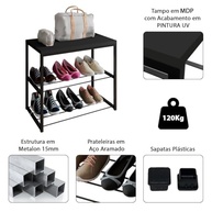 Sapateira Industrial com 2 Prateleiras em Aço Preto - Organize seu Espaço com Estilo - imagem 5