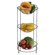 Fruteira Tripla Redonda com Rodízios 30cm - Design Moderno Preto Arthi - imagem 4