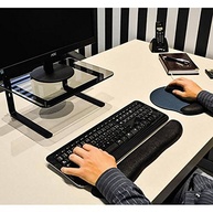 Suporte para Monitor Office em Vidro Fumê Preto - Design Ergonômico e Estilo Moderno - imagem 3
