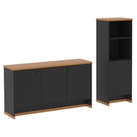 Kit Escritório Profissional com Armário Berlin - Design Moderno em Preto/Natural | VIA NOSSA - imagem 4