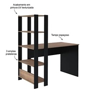 Escrivaninha com Estante Lateral MATCH - Design Industrial Moderno em Preto/Pinho - imagem 4