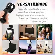Luz LED RGB Portátil Clip-On: Iluminação Profissional para Celular, Notebook e Lives - imagem 4