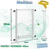 Portão de Segurança Extensível 70x80cm com Prolongador | Proteja Bebês, Crianças e Pets com Estilo - imagem 4