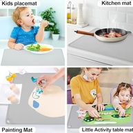 Tapete de Silicone para Cozinha Cinza - Protetor de Bancada com Borda Elevada, Antiaderente e Reutilizável - imagem 4