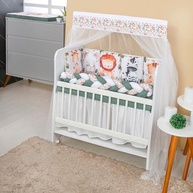 Kit Berço 12 Peças com Saia e Protetor Safari Zoo - Decoração Encantadora para Quarto de Bebê - imagem 3