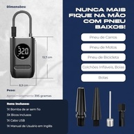 Mini Compressor Portátil 150 PSI: Pneus de Bike, Moto, Carro e Bolas - Com Lanterna Integrada! - imagem 3