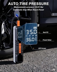 Compressor de Ar Portátil 150 PSI: Inflador de Pneu Inteligente com Bateria 10000mAh e Luz LED - imagem 4