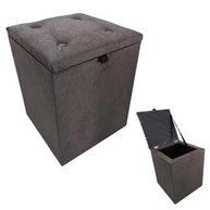 Puff Baú Decorativo em Suede Marrom com Compartimento de Armazenamento | Assento Confortável e Organizador Moderno - imagem 2