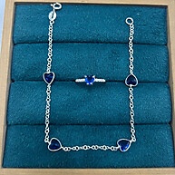 Kit Prata 925 Coração Azul: Anel e Pulseira - imagem 2