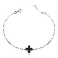 Pulseira Prata 925: Elo Cadeado e Trevo da Sorte - imagem 1