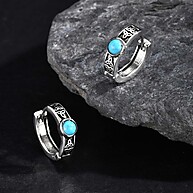 Brincos Masculinos Vintage: Zircônia Azul e Design Punk - imagem 2