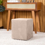 Capa para Puff Quadrado em Veludo Suede com Elástico Ajustável - Bege - imagem 3