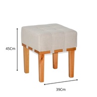 Puff Quadrado em Madeira Maciça 45cm - Apolo | Assento Confortável em Linho Bege - imagem 3