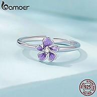 Anel Bamoer Prata 925 com Flor Púrpura – Elegância e Qualidade - imagem 2