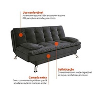 Sofá-Cama 3 Lugares Premium em Suede Cinza - Conforto e Estilo para Qualquer Ambiente - imagem 3