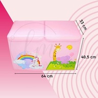 Baú de Brinquedos Rosa 60x40 cm | Caixa Organizadora Montável Estampada para Quarto Infantil - imagem 4