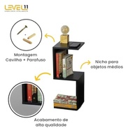 Mesa Cabeceira S 24x24x60cm - Design Moderno para Quarto com Acabamento Preto - imagem 5