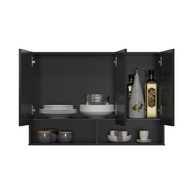 Armário Multiuso Aéreo 3 Portas Milão – Design Moderno para Cozinha, Quarto e Sala (Preto) - imagem 4