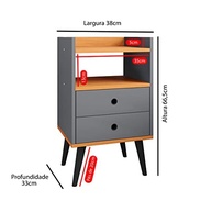 Kit Mesa de Cabeceira Retrô com Gaveta para Quarto Casal - Design Moderno e Funcional - imagem 4