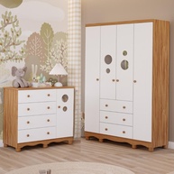 Quarto de Bebê Completo com Guarda-Roupa 4 Portas e Cômoda 3 Gavetas em MDF Premium - imagem 1