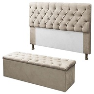 Kit Cabeceira + Calçadeira Baú Mirage Queen 160cm Suede Bege - DL Decor - imagem 2