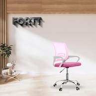 Cadeira de Escritório Secretária com Base Cromada e Rodinhas - Fortt Lisboa Rosa CSF02-R - imagem 3