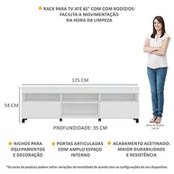 Rack de TV 65" com Rodízios e 2 Portas Paris Multimóveis - Moderno e Funcional - imagem 4