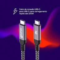 Cabo USB-C Geonav 20Gb/s: Transferência Rápida e Carregamento 100W | 1.5m Nylon Trançado - imagem 4