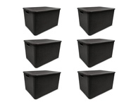 Kit com 6 Caixas Organizadoras Rattan 7L com Tampa Preta - Multiuso e Decorativa - imagem 1