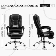 Cadeira Presidente Ergonômica com Apoio para Pés - Couro Premium, Reclinável, Até 150kg - imagem 4