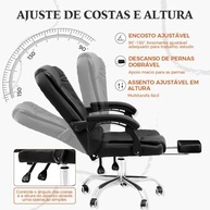 Cadeira Presidente Ergonômica com Apoio para Pés - Couro Premium, Reclinável, Até 150kg - imagem 5