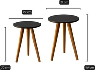 Mesa de Apoio Redonda Preta - 2 Mesas com Pés Palito em Madeira | Design Moderno para Sala, Quarto ou Escritório - imagem 3