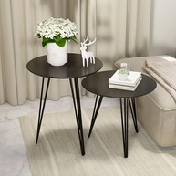 Conjunto com 2 Mesinhas Laterais Redondas com Pés de Ferro - Ideal para Sala e Canto - imagem 3