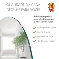 Espelho Banheiro Multiuso Lapidado Redondo 50cm com Pendurador - Design Sofisticado e Fácil Instalação - imagem 4