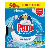 Pato Desodorizador Sanitário Gel Adesivo 2 Refis Marine - 12 Discos para Banheiro - imagem 1