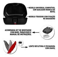 Bauleto Moto 45L Pro Tork Smart Box: 2 Capacetes, Refletor Vermelho e Segurança - imagem 4
