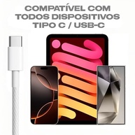 Cabo USB-C Turbo 2m: Carregamento Rápido 60W, Nylon Reforçado para iPhone 15/16, Notebooks e Tablets - imagem 4