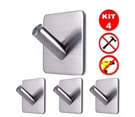 Kit 4 Ganchos Inox Adesivo Reforçado - Multiuso para Banheiro, Quarto e Cozinha - imagem 5
