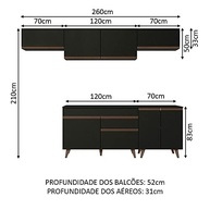 Armário de Cozinha Reims 260cm Preto com Bancada Removível - Madesa - imagem 3