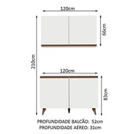 Kit Madesa Reims 120 cm com Armário Aéreo e Balcão Gabinete de Pia - Design Moderno em Branco - imagem 4