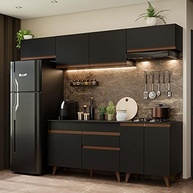 Armário de Cozinha Reims 260cm Preto com Bancada Removível - Madesa - imagem 2