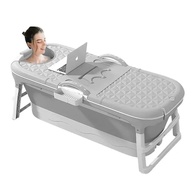 Banheira Ofurô Dobrável Portátil Cinza 117 cm com Suporte - Relaxamento Total em Qualquer Lugar - imagem 1