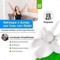 Ventilador de Teto com Lâmpada LED 40W E27 - Silencioso, Moderno e com Controle Remoto (42cm) - imagem 4