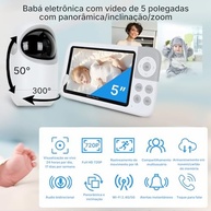 VentoEco Babá Eletrônica com Monitor 5" HD - Visão Noturna, Áudio Bidirecional e Controle Remoto - imagem 4