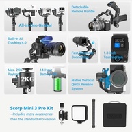 FeiyuTech SCORP Mini 3 Pro Kit: Gimbal com AI Tracking 4.0, Alça Removível e Acessórios Essenciais - imagem 3
