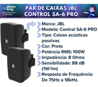 JBL Control SA-6 Pro: Caixa Passiva 6" Preta para Som Profissional e Residencial - imagem 3