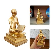 Estátua Decorativa Leitor Pensador em Resina Dourada - Inspire Cultura e Estilo em Casa ou Escritório - imagem 2